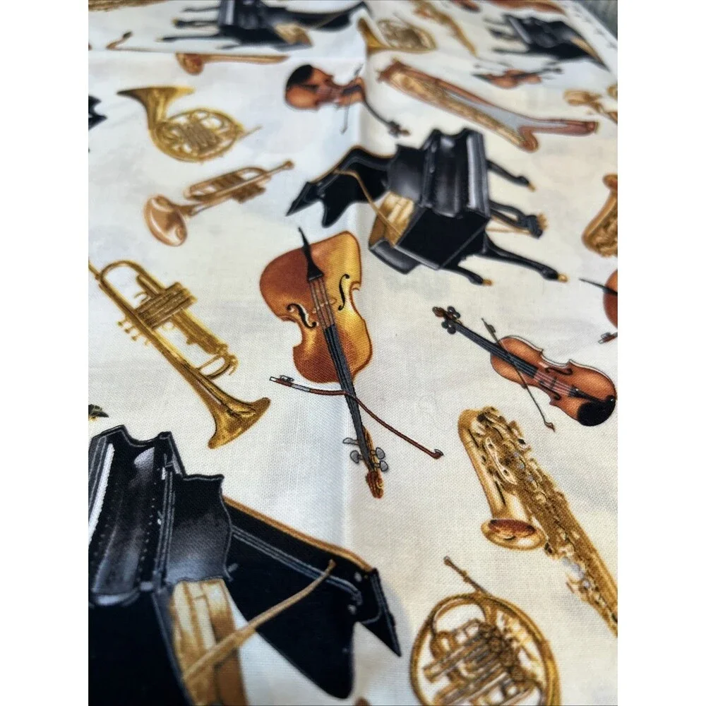 Concerto Tossed Instruments Music Print Cotton Quilting Fabric  Maria Kalinowski